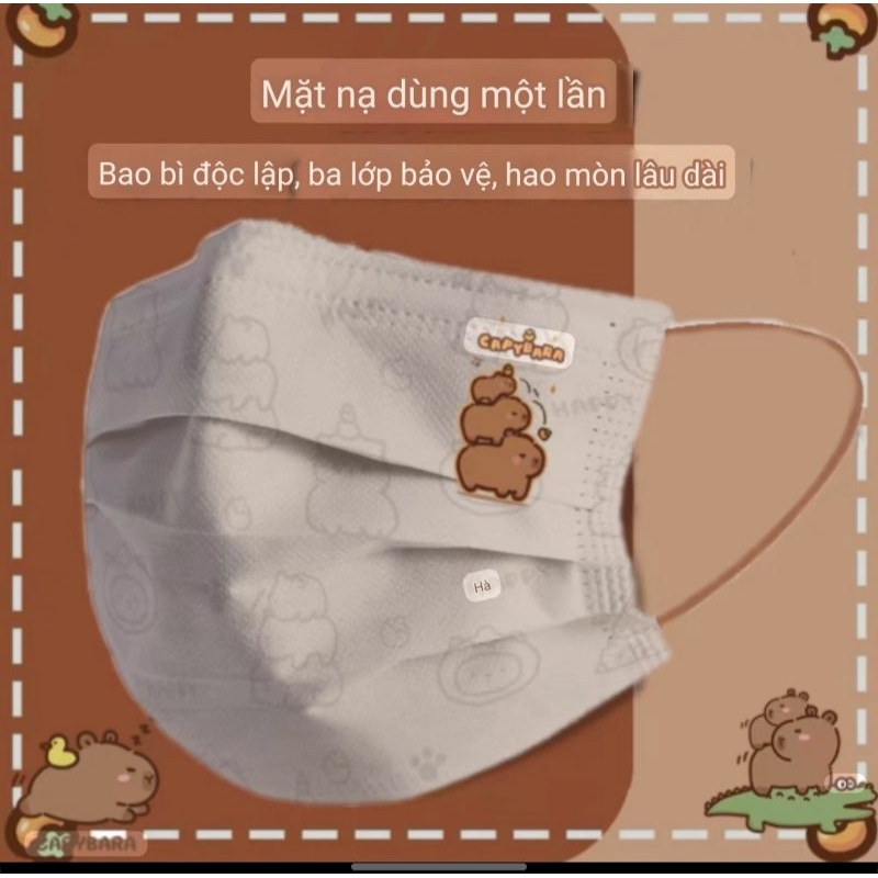 (SET 10C/50C) MASK/KHẨU TRANG THỜI TRANG HOẠT HÌNH CAPYBARA NGƯỜI LỚN- MR&MRSHOUSE