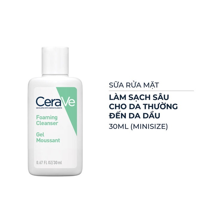 Ảnh Sữa Rửa Mặt Cerave giúp làm sạch sâu dành cho da dầu, da khô nhạy cảm Foam Cleanser 88/236/473ML 4
