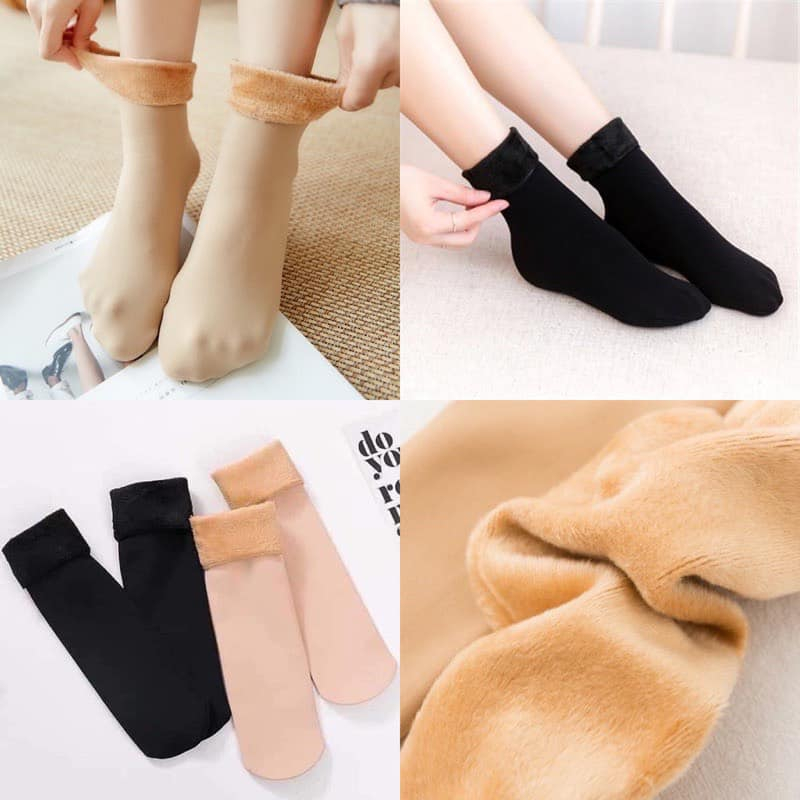 LỐ 10 ĐÔI TẤT LÓT LÔNG SẮC MÀU SIÊU ẤM CHO BÉ VÀ MẸ