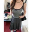 Chân váy dài qua gối xếp ly MIDI SKIRTS họa tiết sọc mảnh màu ghi phong cách thanh lịch nữ tính CVXL007 - Tiktik