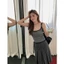 Chân váy dài qua gối xếp ly MIDI SKIRTS họa tiết sọc mảnh màu ghi phong cách thanh lịch nữ tính CVXL007 - Tiktik