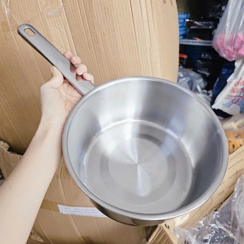 Nồi/ Quánh Tithafac (size 20cm) bằng inox sáng bóng, sử dụng được bếp từ dễ sử dụng - Quánh inox 20cm dụng cụ nhà bếp.