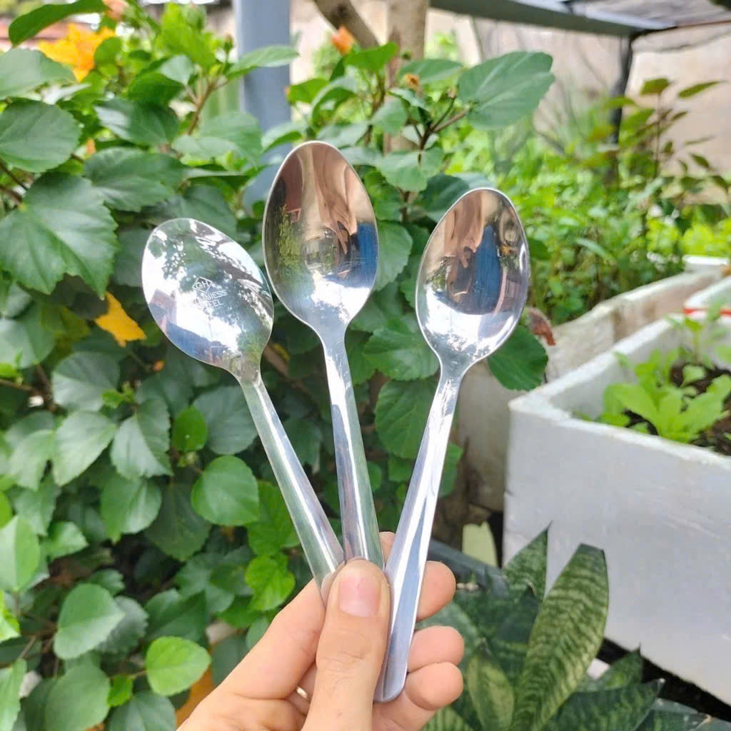 combo5 10 Muỗng/Thìa dùng cơm, kích thước (18 x4 cm) bằmh inox dày DP- Muỗng ăn canh inox cán dài sâu lòng dễ sử dụng.