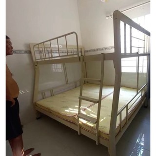 Giường đôi 2 tầng cho người lớn và trẻ nhỏ - giường tầng sắt hộp vuông 4x8 cao cấp.