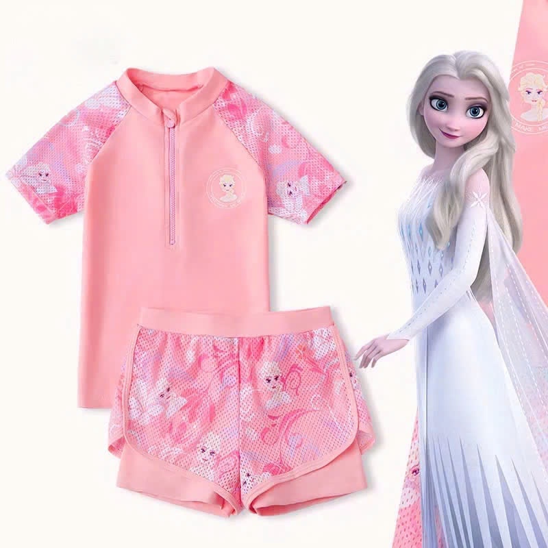 Bộ đồ bơi bé gái, Bikini đồ bơi cho bé gái công chúa elsa kín đáo quần đùi size đại 15-50kg