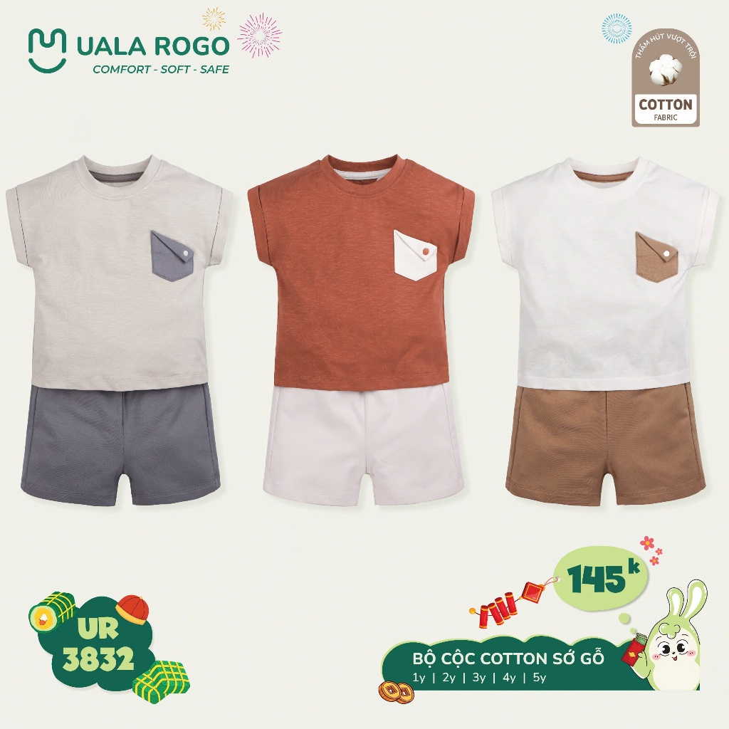 (9-24kg, 1-5Y) Bộ Cộc Tay Uala Rogo Cho Bé UR2171 UR2208 UR2371 UR3827 UR3832 UR3835 UR3839 UR058 UR302 UR296