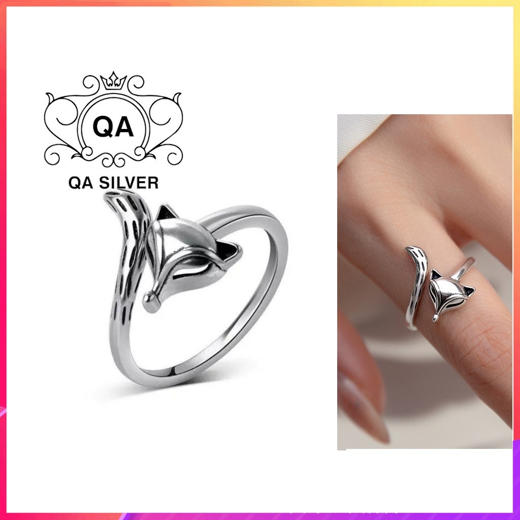 Nhẫn bạc 925 nữ hồ ly cáo đào hoa may mắn S925 FOX QA SILVER Ring RI241201