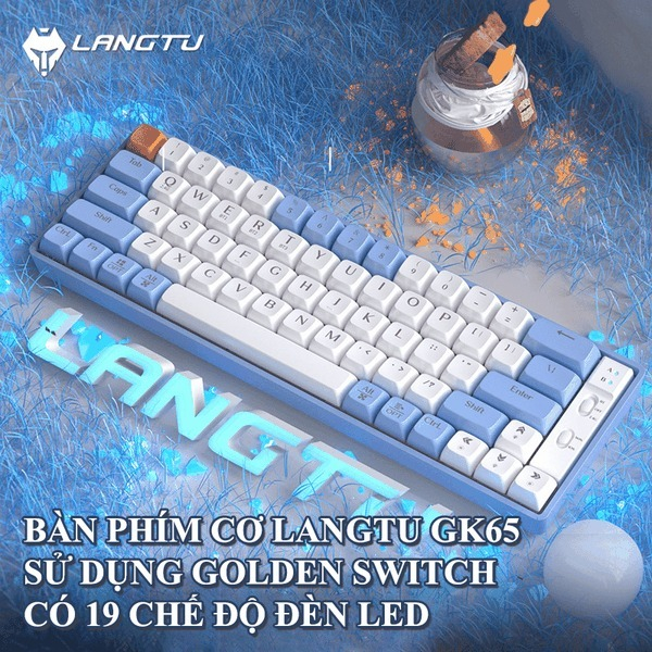 Bàn phím cơ Langtu GK65 Golden Switch với thiết kế mini 65 phím kết nối ...