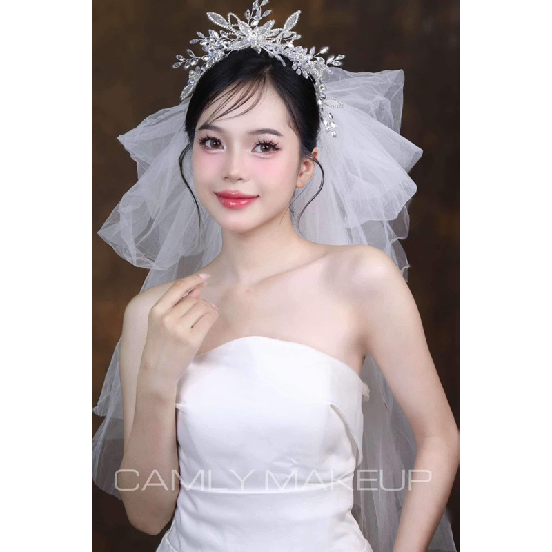 Bờm cài tóc cô dâu đá lấp lánh hoa