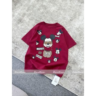 Áo Thun Nữ Mickey Phông Ngắn Tay Họa Tiết Dáng Rộng Giấu Quần Trùm Mông QCCC Cao Cấp
