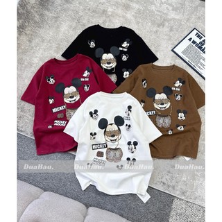 Áo Thun Nữ Mickey Phông Ngắn Tay Họa Tiết Dáng Rộng Giấu Quần Trùm Mông QCCC Cao Cấp