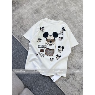Áo Thun Nữ Mickey Phông Ngắn Tay Họa Tiết Dáng Rộng Giấu Quần Trùm Mông QCCC Cao Cấp