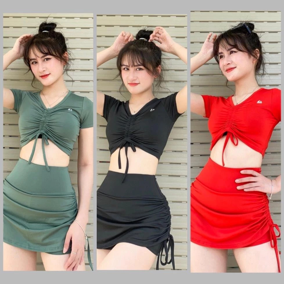 Bộ đồ thể thao nữ, quần rút sườn áo bra rút ngực bộ tập gym, yoga, erobic nữ, đi biển nữ...