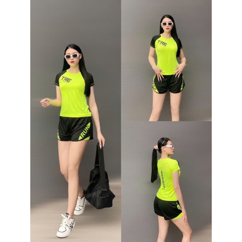 Bộ thể thao nữ quần 2 lớp chất thun co dãn dùng tập gym, chạy bộ, nhảy erobic, pickleball...