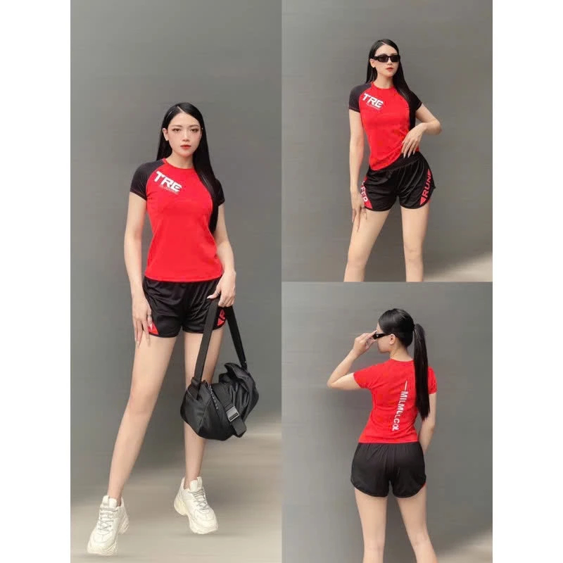 Bộ thể thao nữ quần 2 lớp chất thun co dãn dùng tập gym, chạy bộ, nhảy erobic, pickleball...