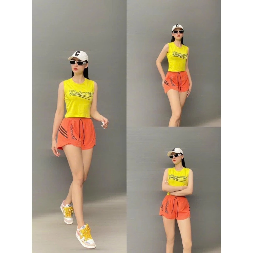 Đồ Tập Gym Nữ, Quần 2 Lớp, Áo sát nách, Tập Gym, Yoga, Aerobic, Pickleball, Chạy Bộ...