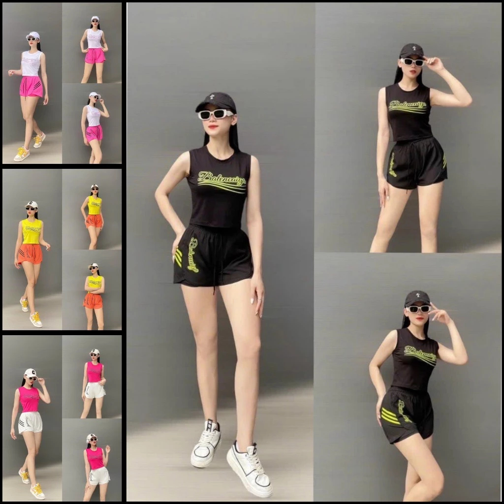 Đồ Tập Gym Nữ, Quần 2 Lớp, Áo sát nách, Tập Gym, Yoga, Aerobic, Pickleball, Chạy Bộ...