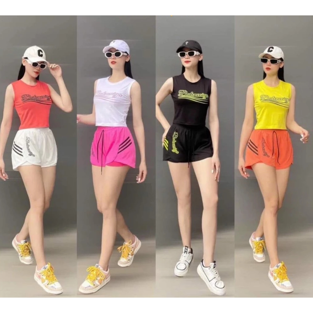 Đồ Tập Gym Nữ, Quần 2 Lớp, Áo sát nách, Tập Gym, Yoga, Aerobic, Pickleball, Chạy Bộ...