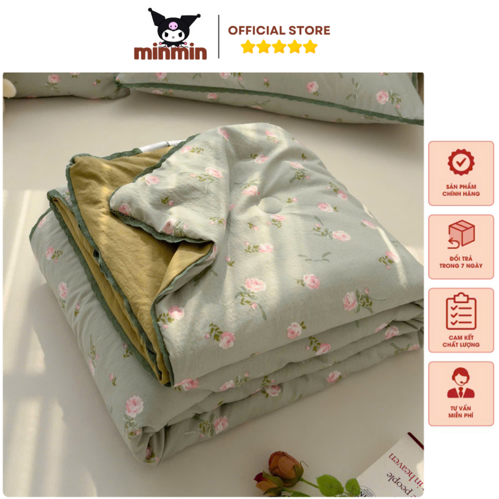 Chăn cotton đũi xơ đậu nành hè thu nhập khẩu, Mền hè đũi cotton bông đậu chất liệu mềm mại thoáng mát giặt máy thỏa mái