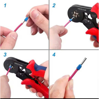 Kìm bấm cos vuông HSC8 6-4A, 1200 đầu cos, túi 500 cái đủ loại cos ống tròn, cos pin