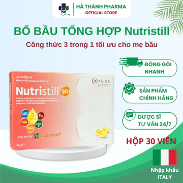 Vitamin bầu NUTRISTILL 90 nhập khẩu Ý, bổ sung vitamin tổng hợp cho bà bầu , Sắt, DHA, Acid folic ( Hộp 30 viên ) )