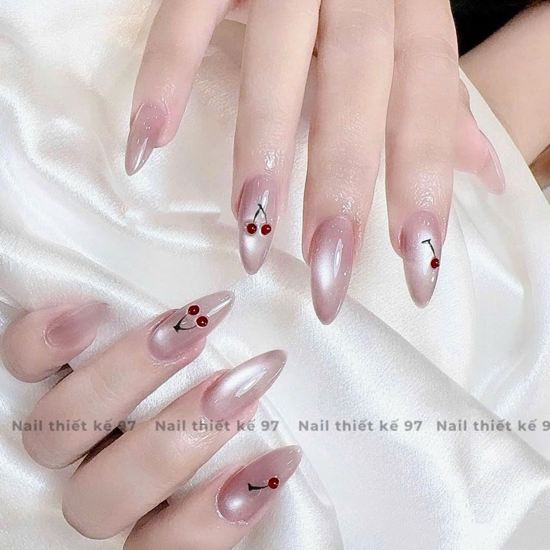 ( hỏa tốc) NAIL BOX THIẾT KẾ MẮT MÈO ÁNH TRĂNG HƠ TRÒN VẼ CHERRY