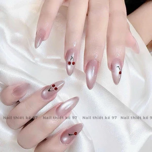 NAIL BOX THIẾT KẾ MẮT MÈO ÁNH TRĂNG HƠ TRÒN VẼ CHERRY
