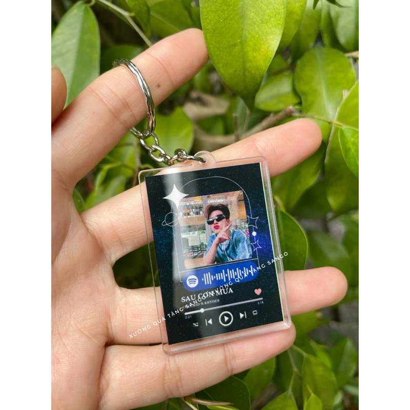 (Quét mã ra nhạc) Móc khóa Spotify in theo yêu cầu ,nền trong siu sang - Quà Tặng Sango