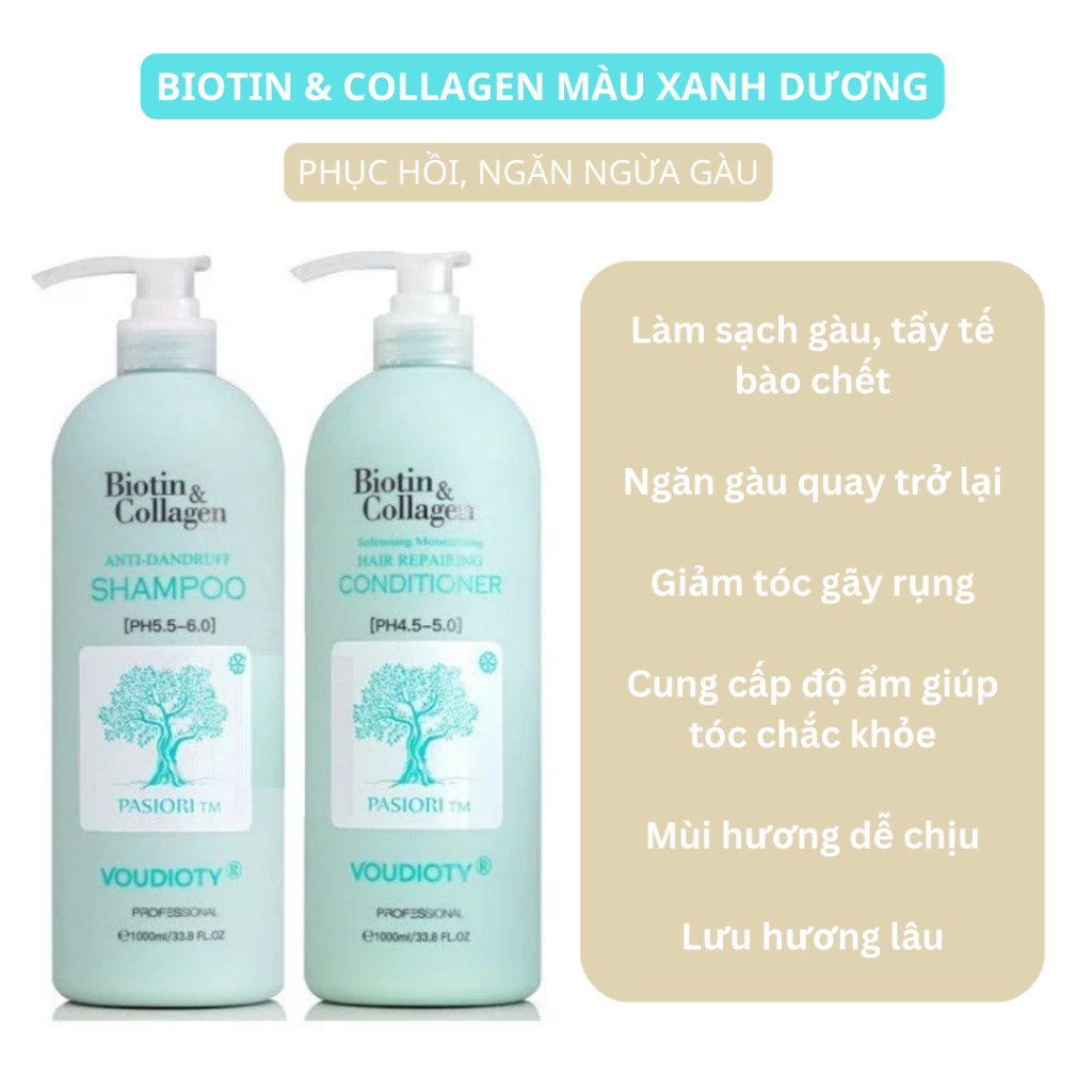 Ảnh Cặp Gội Xả BIOTIN COLLAGEN VOUDIOTY Giảm Rụng Tóc, Phục Hồi Hư Tổn, Giảm Gàu 500/1000ml 4