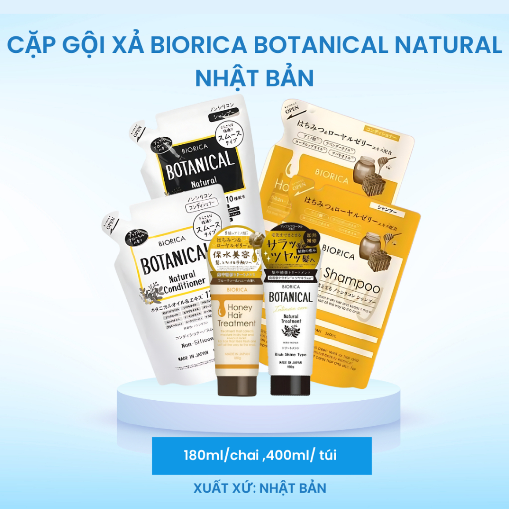 Ảnh Cặp Gội Xả Biorica Botanical Natural Nhật Bản Giúp Mềm Tóc Và Ngăn Ngừa Tóc Gãy Rụng 400ml/1 túi 2