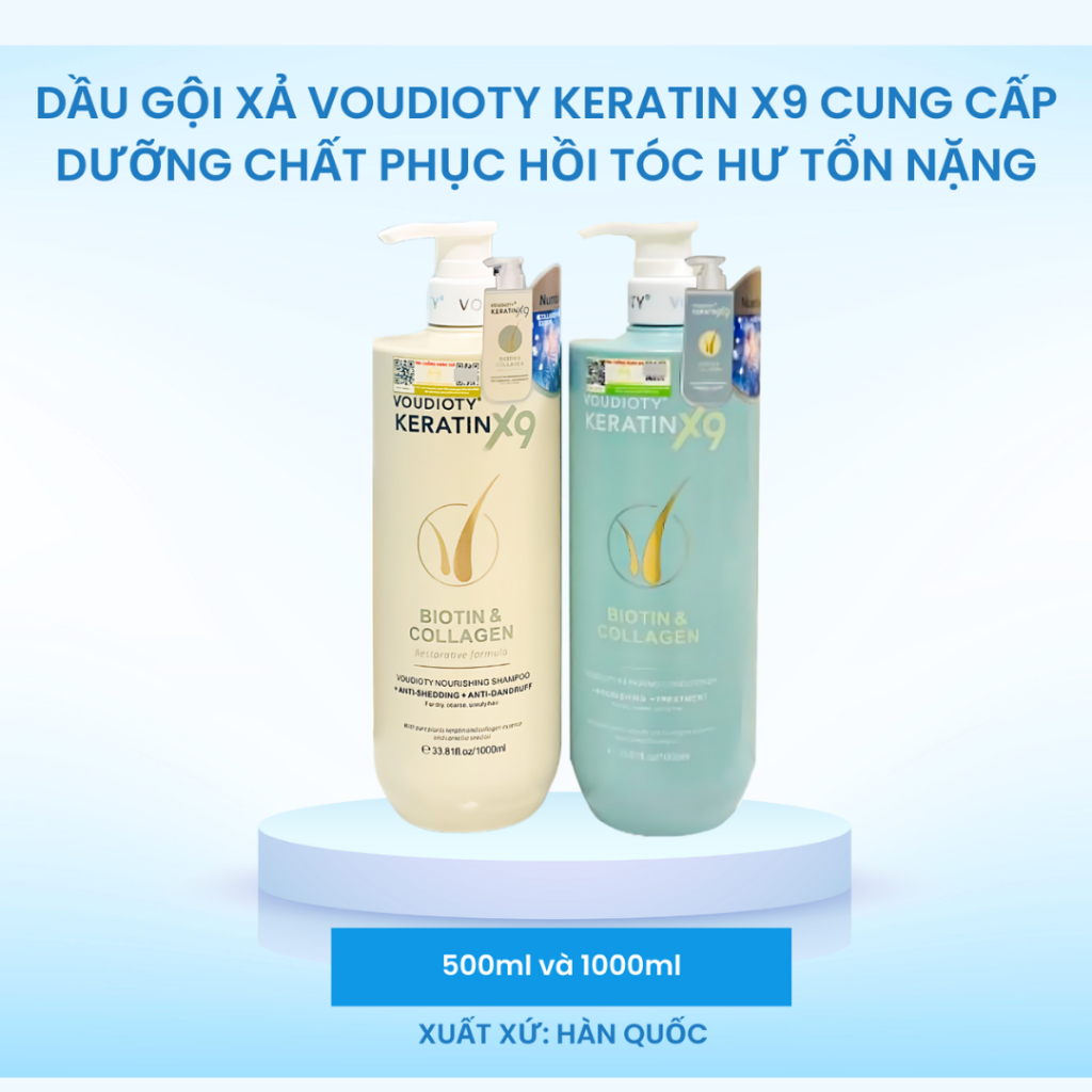 Ảnh Dầu Gội Xả Voudioty Keratin X9 Cung Cấp Dưỡng Chất Phục Hồi Tóc Hư Tổn Nặng 500ml và 1000ml 3