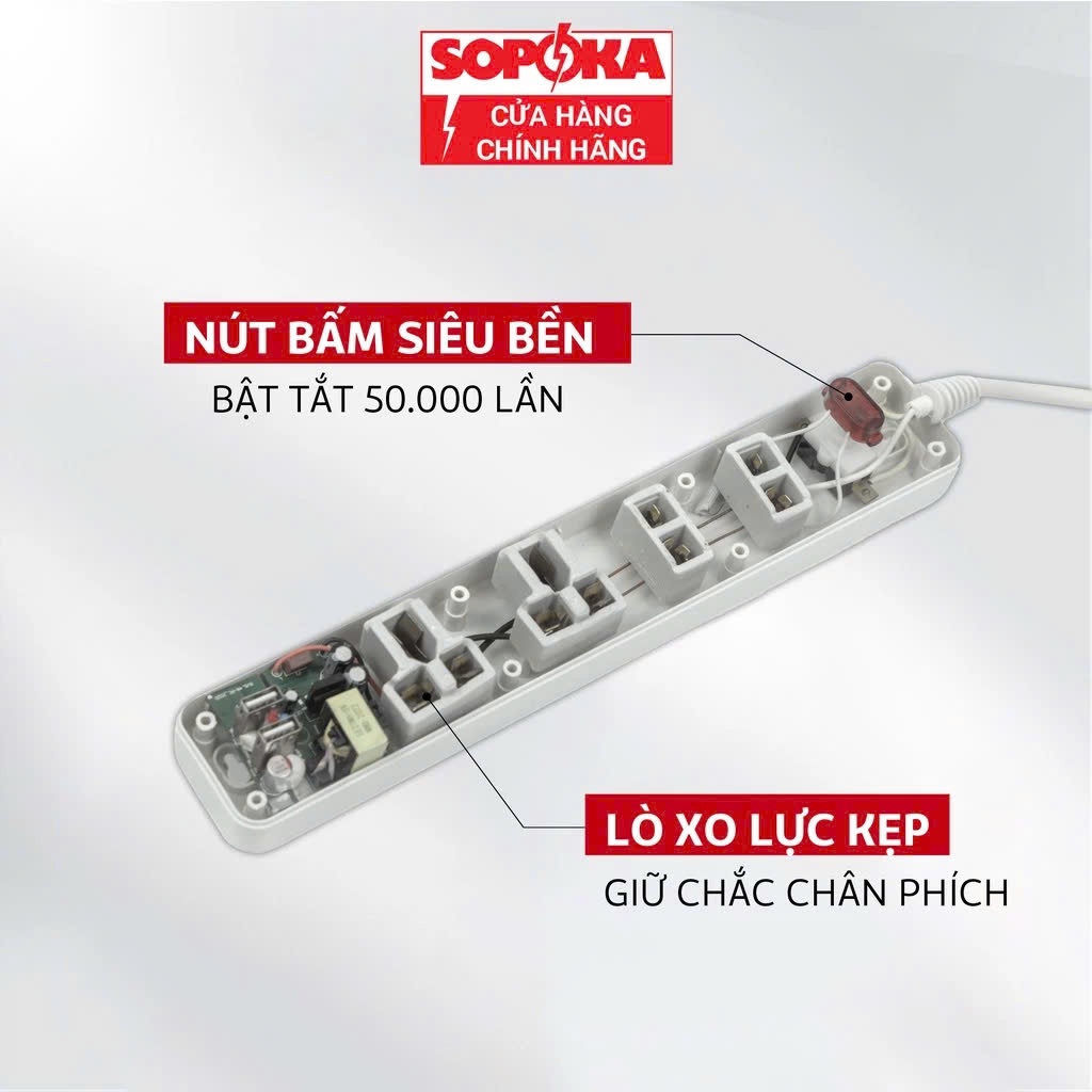 Ổ Điện Chính Hãng SOPOKA  Chịu Tải Lớn Chất Liệu Nhựa Abs Chống Cháy không làm nóng thiết bị