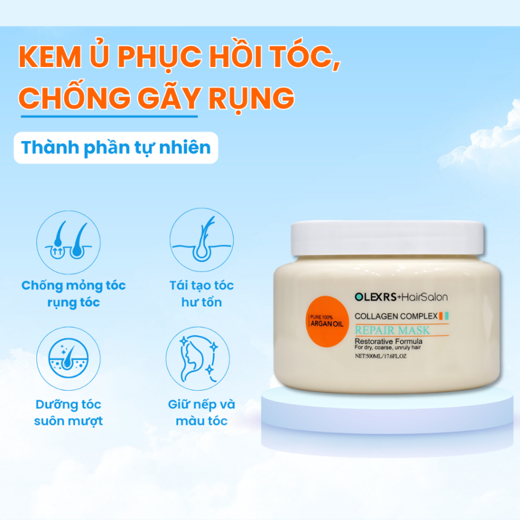 Ảnh Kem Ủ Dưỡng Tóc, Phục Hồi Tóc, Chống Gãy Rụng Olexrs Collagen Anh 500ml 1