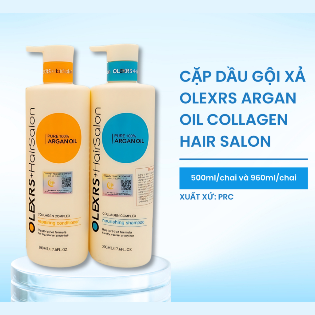 Ảnh Combo CẶP GỘI XẢ Olexrs+Hair Salon Và TINH DẦU DƯỠNG Olexrs Collagen Phục Hồi Tóc Hư Tổn  960ml và 80ml 4
