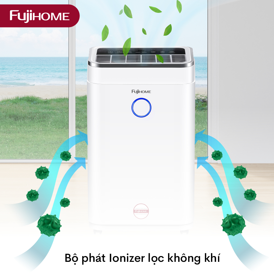 Máy hút ẩm 20 Lít FUJIHOME DH20W màng lọc HEPA loại bỏ vi khuẩn, sấy khô quần áo, BH 24 tháng