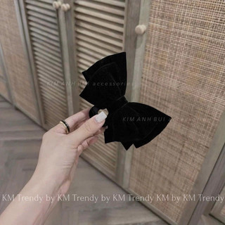 kẹp nơ bọc nhung hàn quốc bản to dễ phối đồ hot trend 2025