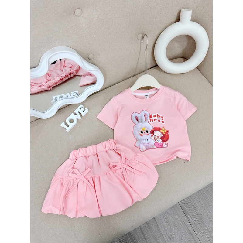 Sét áo baby three kèm chân váy bí xinh xắn cho bé gái 8-20kg