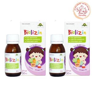 Combo 2 Hộp Kẽm BIOLIZIN Bổ Sung Kẽm Hỗ Trợ Trẻ Ăn Ngon Miệng, Hỗ Trợ Tiêu Hóa, Tăng Sức Đề Kháng Lọ 50ml + quà