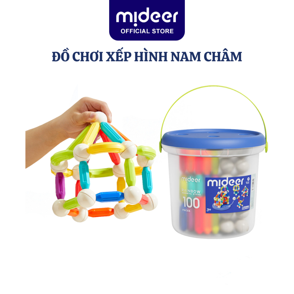 Đồ chơi xếp hình nam châm cho bé Mideer Rainbow Magnetic Building Stick