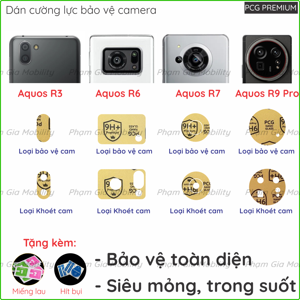 [Mua 1 tặng 1] Dán cường lực camera Sharp Aquos R9 Pro/ R7/ R6/ R3 loại ...
