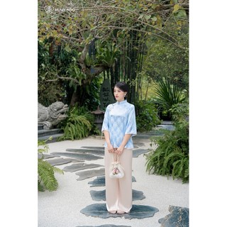 Pháp phục AN, đồ lam lễ chùa thiết kế tay lỡ, chất liệu lụa gấm hoa mềm mại - DESIGNED BY HUMY NGO [Mã]