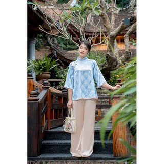 Pháp phục AN, đồ lam lễ chùa thiết kế tay lỡ, chất liệu lụa gấm hoa mềm mại - DESIGNED BY HUMY NGO [Mã]