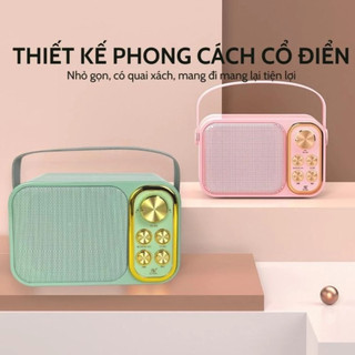 Loa Bluetooth Mini Karaoke Kèm 2 Mic YS-103 / YS-105 Không Dây Đổi Giọng Hát Bass Mạnh Nhỏ Gọn Pin Trâu