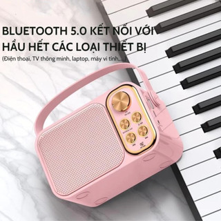 Loa Bluetooth Mini Karaoke Kèm 2 Mic YS-103 / YS-105 Không Dây Đổi Giọng Hát Bass Mạnh Nhỏ Gọn Pin Trâu