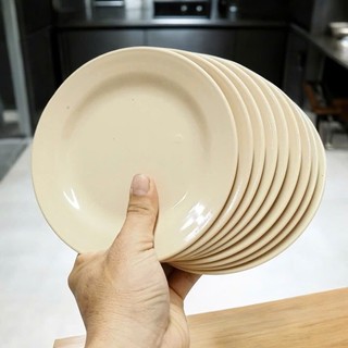 [Giá Sỉ] Đĩa Tròn Cạn Melamine Vàng Kem – Đĩa Ăn Quán Nhậu, Nhà Hàng, Gia Đình - Hunghome
