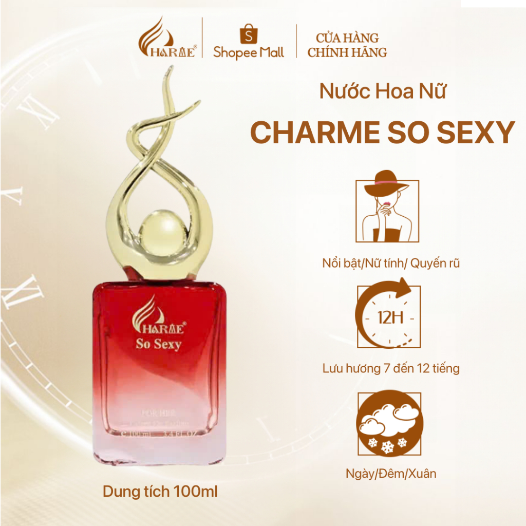 Ảnh Nước Hoa Nữ CHARME SO SEXY 100ml Lưu Hương Lâu Phong Cách Quyến Rũ, Sang Trọng, Hiện Đại Chính Hãng 3