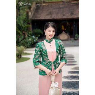 Pháp phục UYỂN, đồ lam lễ chùa thiết kế gấm hoa tay lỡ mềm mại KHÔNG kèm charm ngọc - DESIGNED BY HUMY NGO [119]