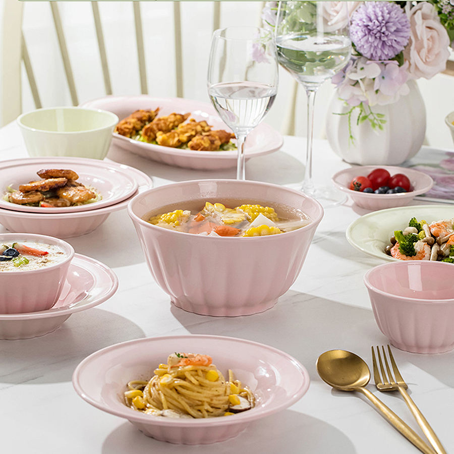 [Bảo Hành Bể Vỡ] Bộ Bát Đĩa Chén Dĩa Sứ Màu Pastel Sang Trọng, Bát Đĩa Sứ Tráng Men Cao Cấp SET012
