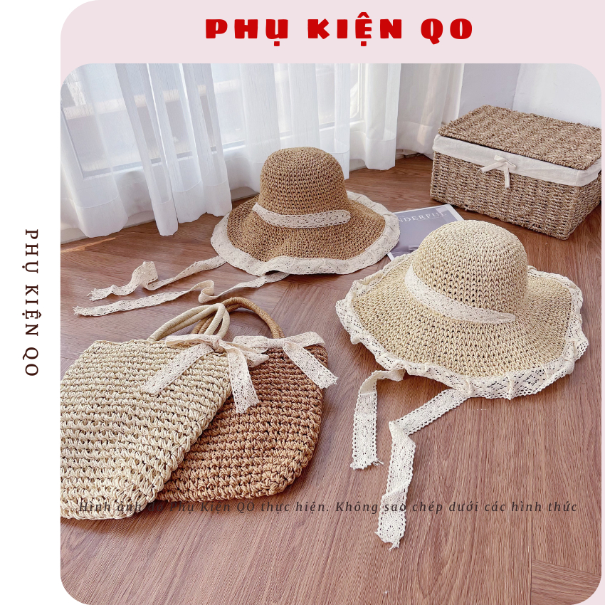 [MỞ BÁN ] Túi cói - Mũ cói đi biển, nón cói che nắng phong cách vintage T12M11