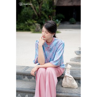 Pháp phục Ân, đồ lam đi chùa thiết kế tay lỡ, chất liệu gấm hoa cao cấp - DESIGNED BY HUMY NGO [114]